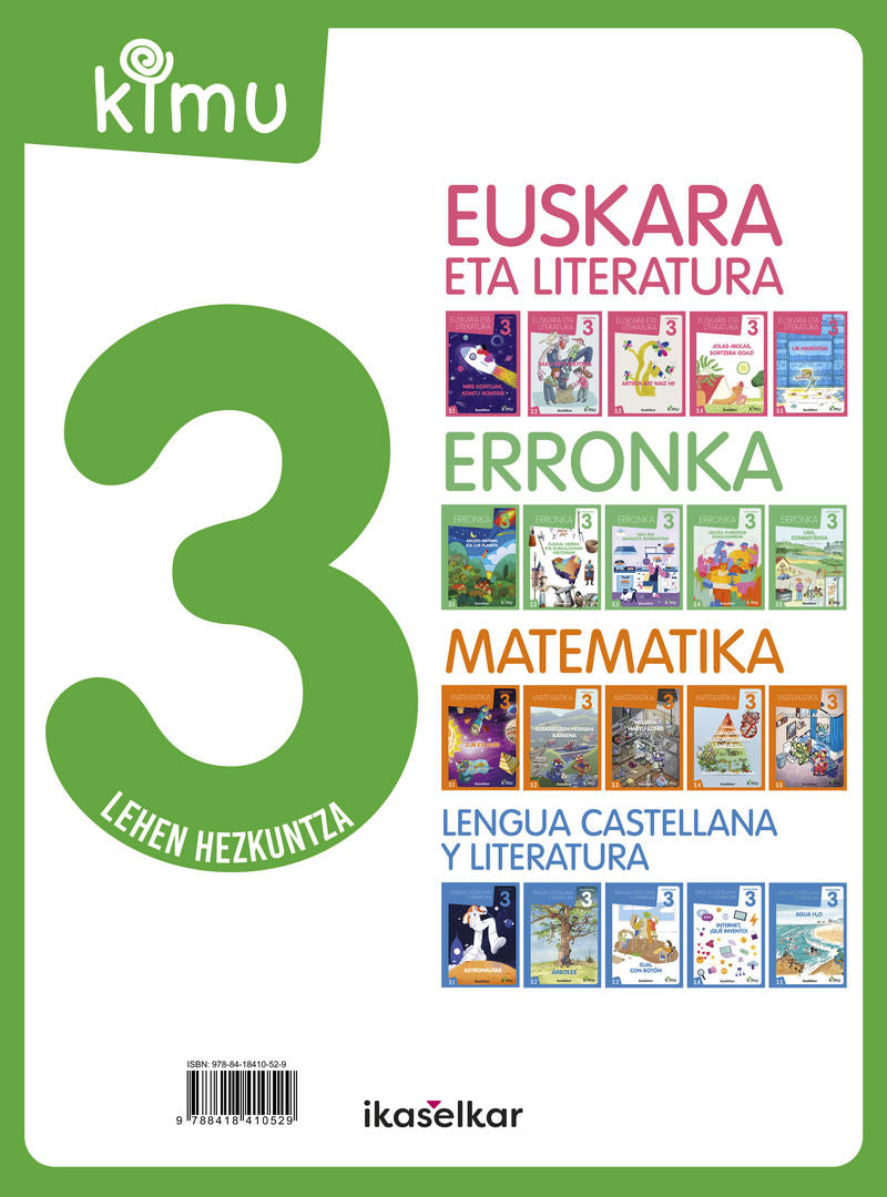 Kimu LH 3. Pack (Euskara+Lengua+Erronka+Mate). Batzuk (Ikaselkar) 9788418410529 Imagen principal del producto