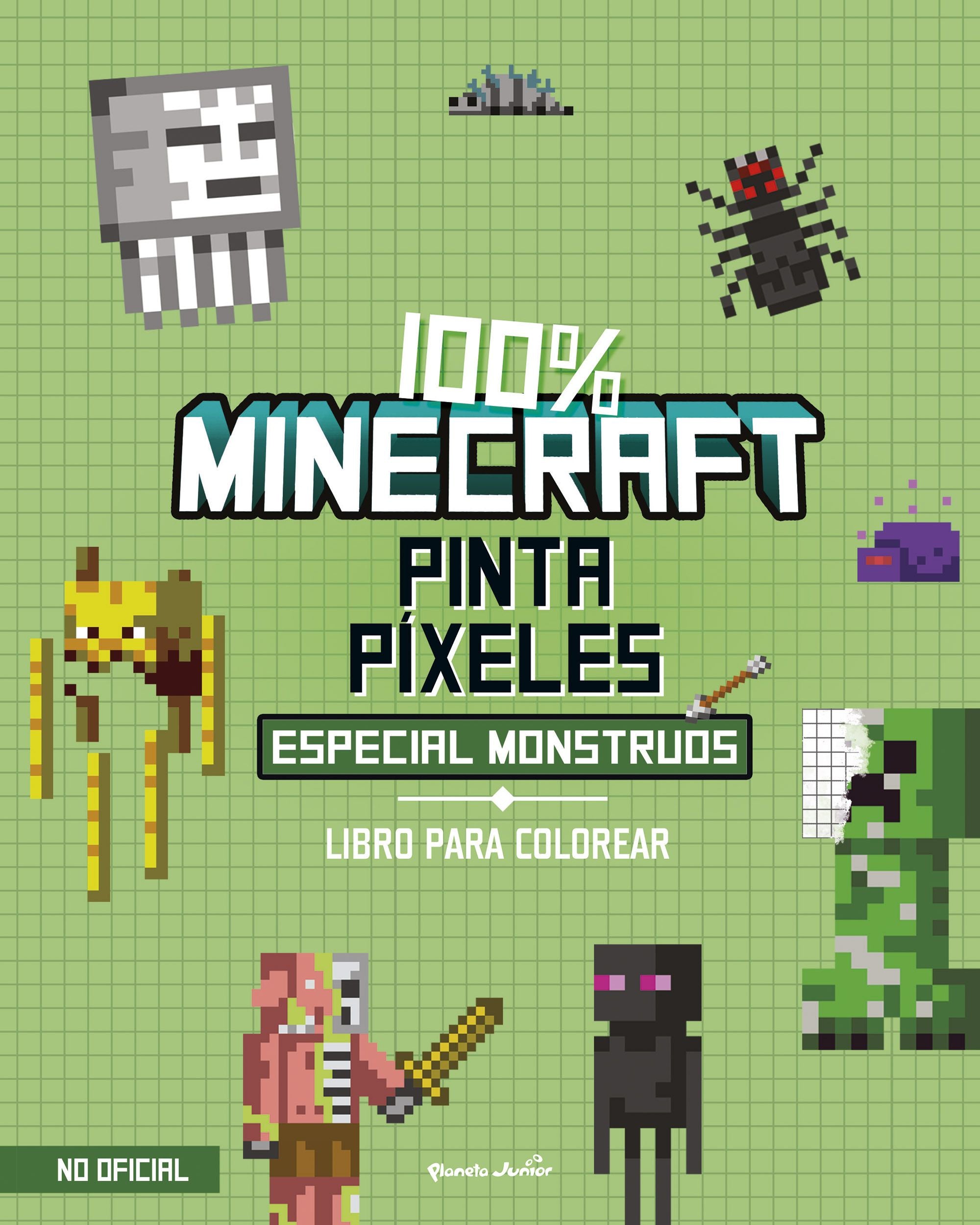 100% Minecraft. Pinta píxeles. Especial monstruos: Libro para colorear. AA. VV. (Planeta Junior) 9788408298021 Imagen principal del producto