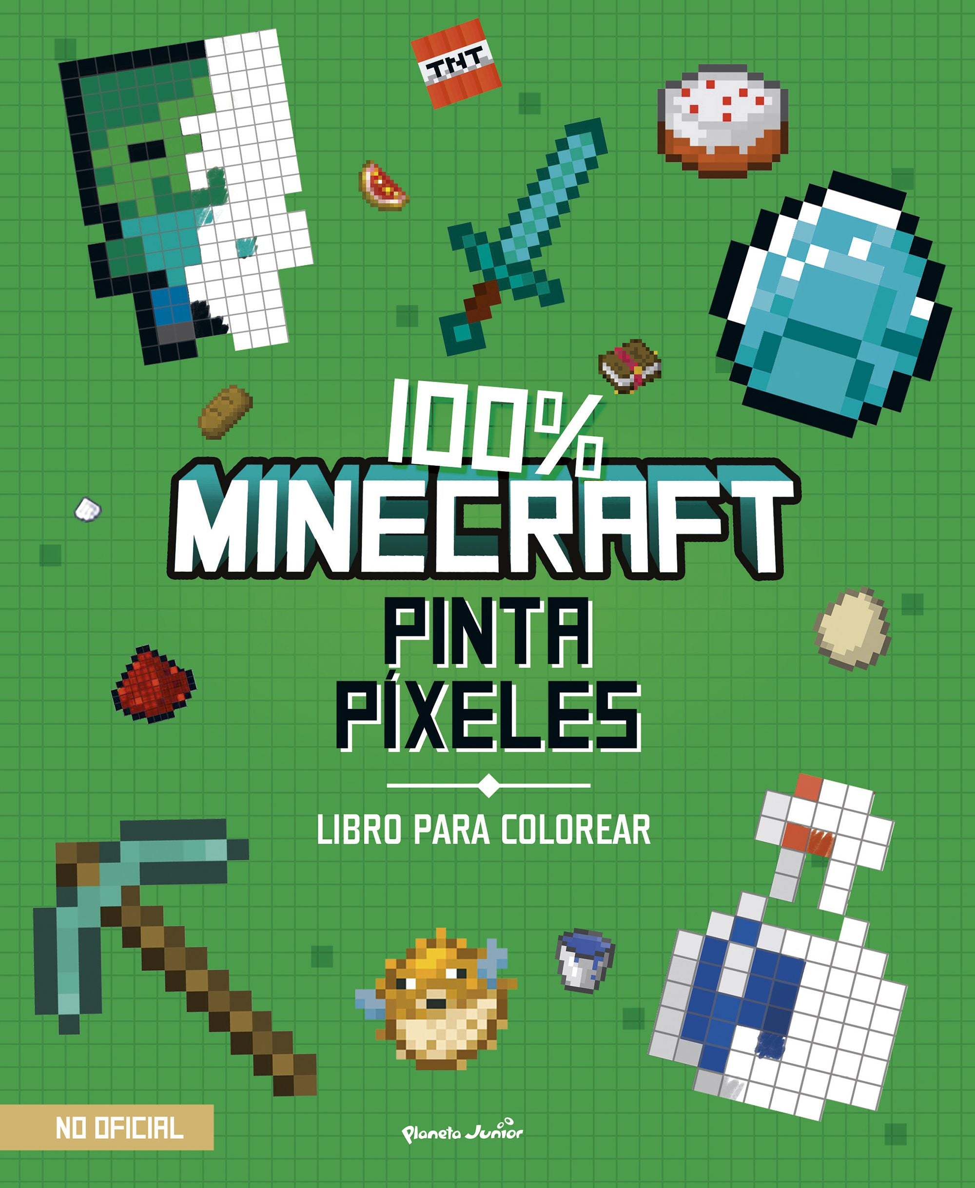 100% Minecraft. Pinta píxeles: Libro para colorear. AA. VV. (Planeta Junior) 9788408271970
