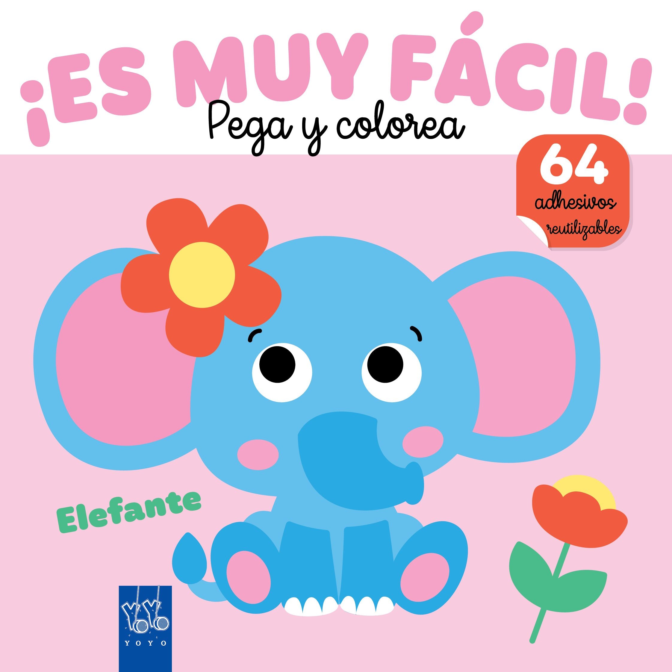 ¡Es muy fácil! Pega y colorea. Elefante. YOYO (Yoyo) 9788408282402 Imagen principal del producto