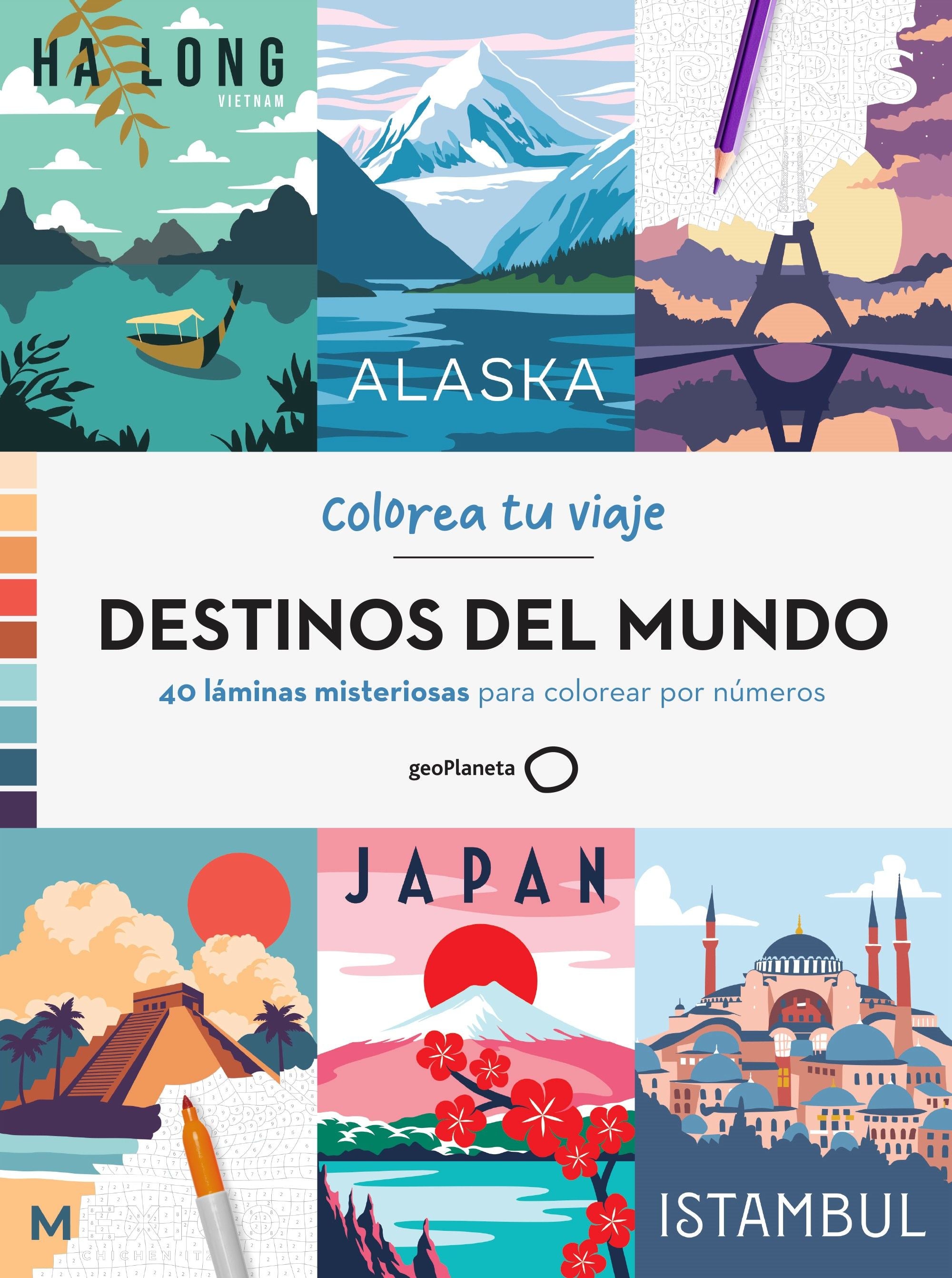 DESTINOS DEL MUNDO: 40 láminas misteriosas para colorear por números. Sophie Guët (GeoPlaneta) 9788408308119 Imagen principal del producto