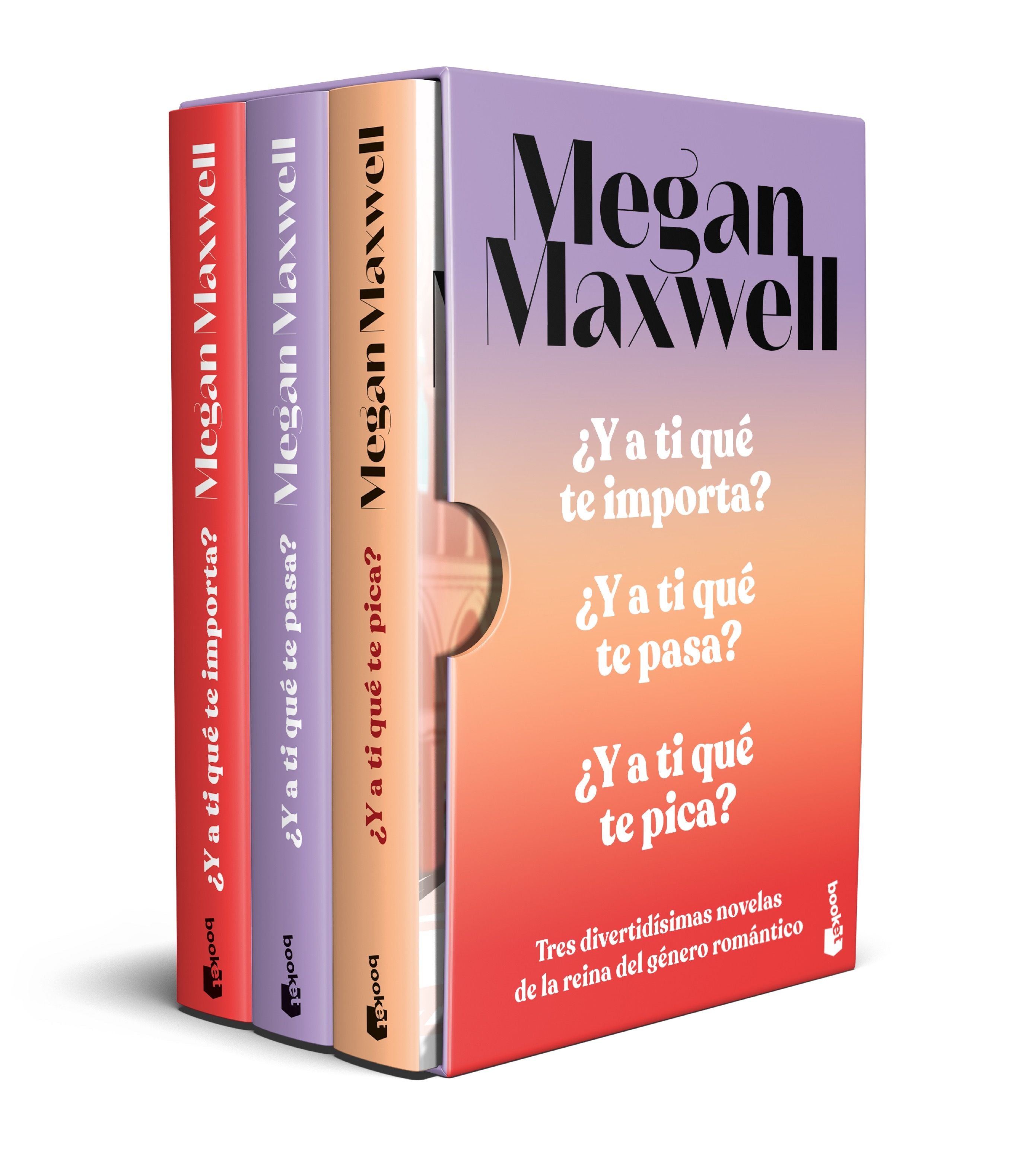 Estuche ¿A ti qué te pica? + ¿A ti qué te pasa? + ¿A ti qué te importa?. Megan Maxwell (Booket) 9788408295839 Imagen principal del producto