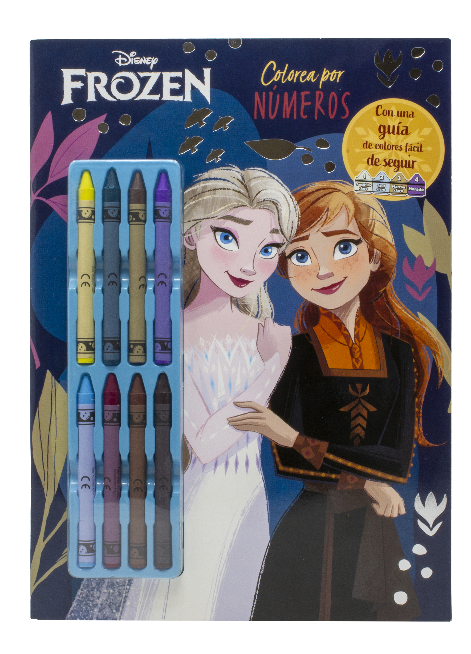 Frozen. Colorea por números con ceras: Con 8 ceras de colores. Disney (Libros Disney) 9788410029576