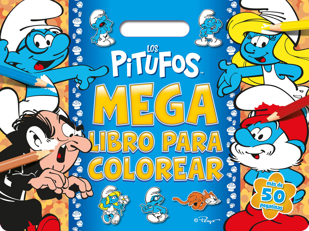 Los Pitufos. Megalibro para colorear: Con pegatinas. Los Pitufos (Planeta Junior) 9788408297239