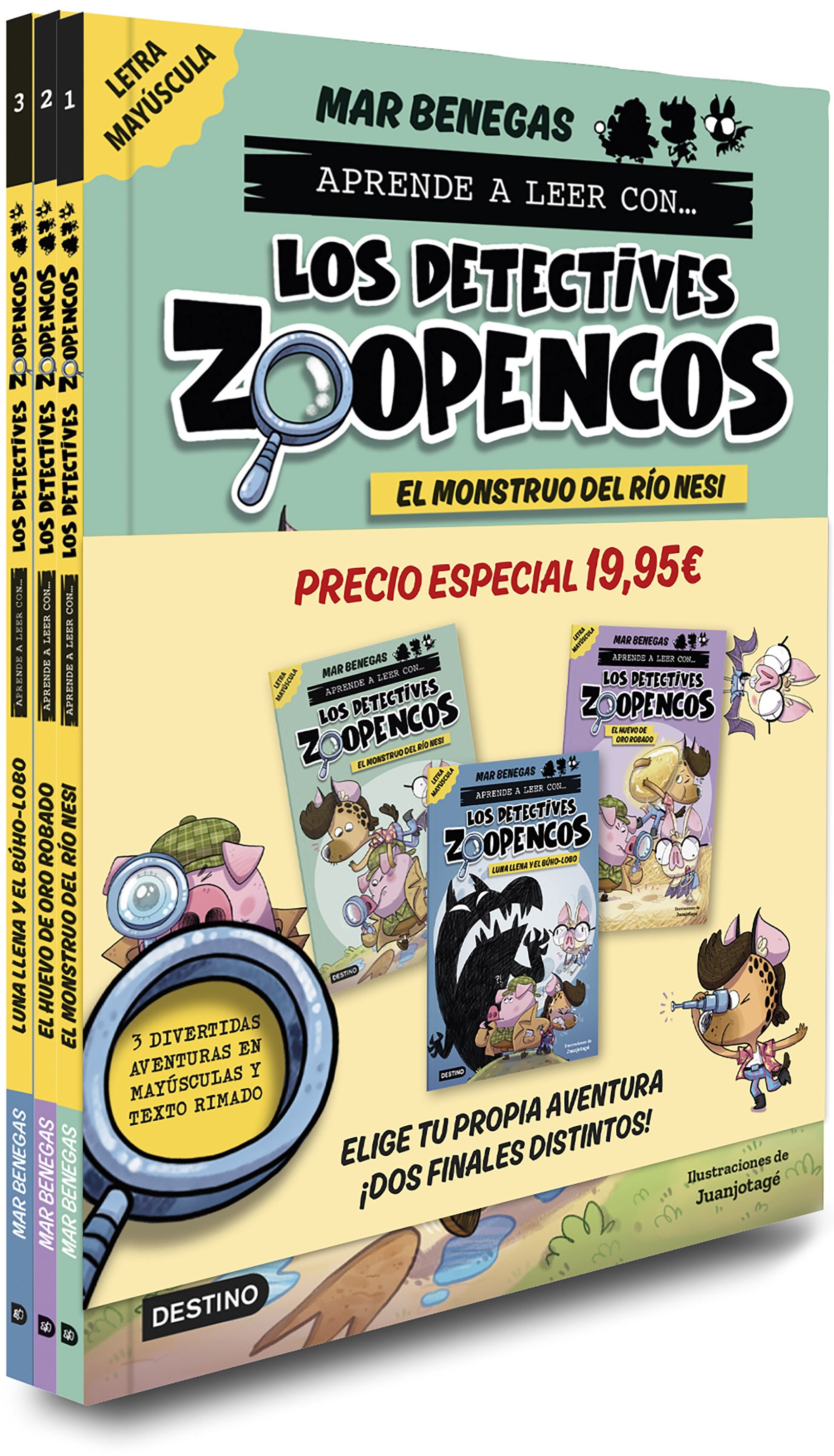 Pack Aprender a leer con... ¡Los Detectives Zoopencos! 1, 2 y 3: En letra: En letra MAYÚSCULA para aprender a leer (libros para niños a partir de 5 años). Elige tu propia historia. Mar Benegas (Destino Infantil & Juvenil) 9788408300946 Imagen principal del producto