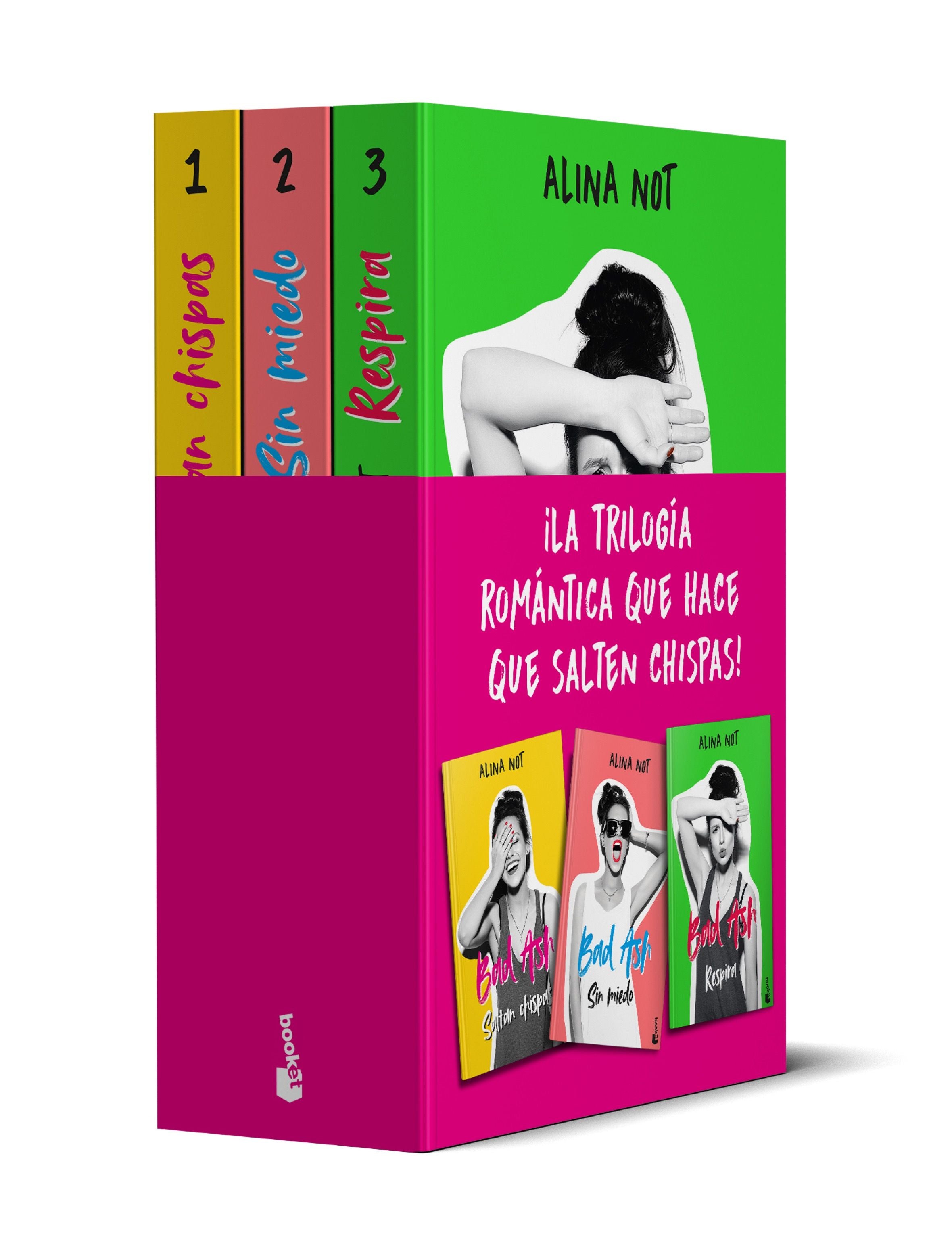 Pack Bad Ash (trilogía): Incluye la trilogía formada por Bad Ash 1. Saltan chispas, Bad Ash 2. Sin miedo y Bad Ash 3. Respira. Alina Not (Booket) 9788408268543 Imagen principal del producto