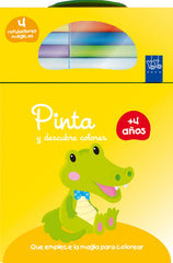 Pinta y descubre colores +4. Cocodrilo: Con tres rotuladores de colores y un rotulador mágico