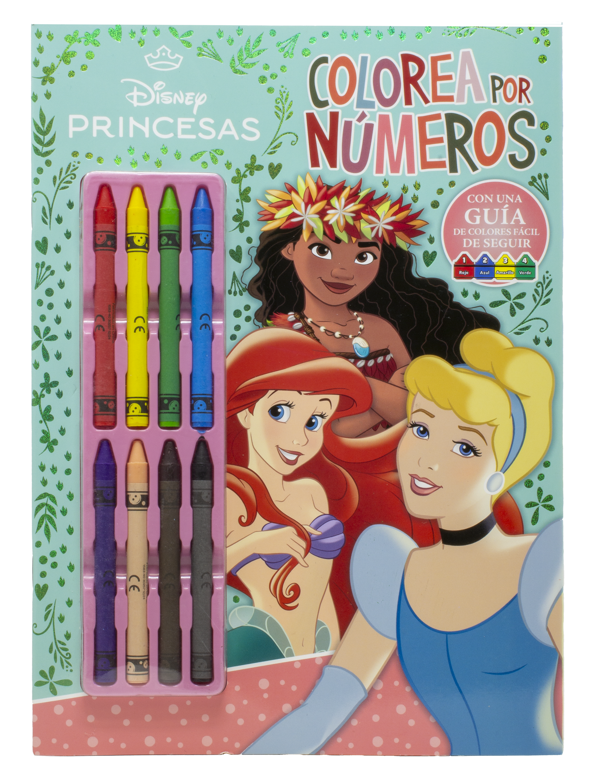 Princesas. Colorea por números con ceras: Con 8 ceras de colores. Disney (Libros Disney) 9788410029569 Imagen principal del producto