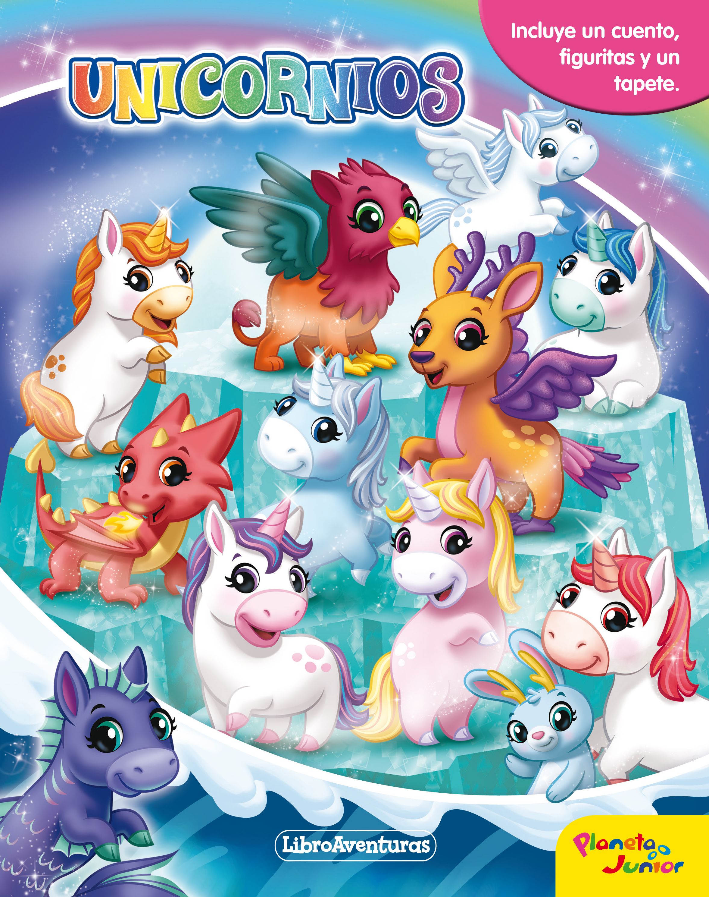 Unicornios. Libroaventuras: Incluye un cuento, figuritas y un tapete. AA. VV. (Planeta Junior) 9788408218128 Imagen principal del producto