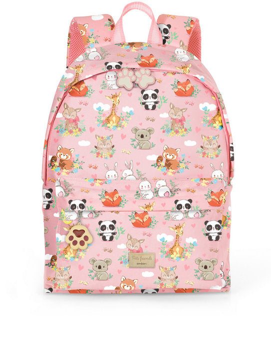 MOCHILA ESCOLAR PETS FRIENDS WOODLAND ROSA
