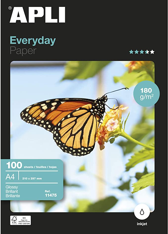✅ PAPEL FOTOGRÁFICO 180GR GLOSSY BRILLANTE PAQUETE 100 HOJAS