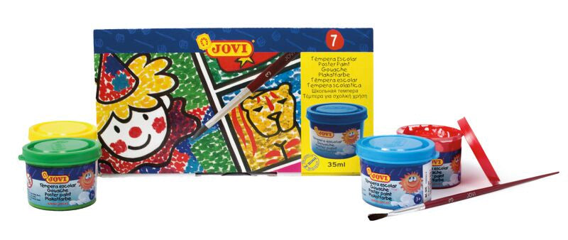 ✅ BOTES TEMPERA COLORES SURTIDOS 35ML 7 UNIDADES + PINCEL Imagen principal del producto
