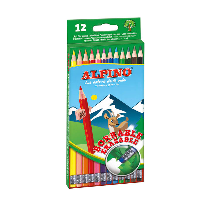 LAPIZ ALPINO 12 COLORES BORRABLES