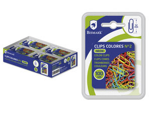 ✅ CLIP COLORES Nº 2 32MM 100U BISMARK BLISTER Imagen principal del producto