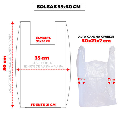 ✅ BOLSA CAMISETA 35X50 70% RECICLADO 1 KG